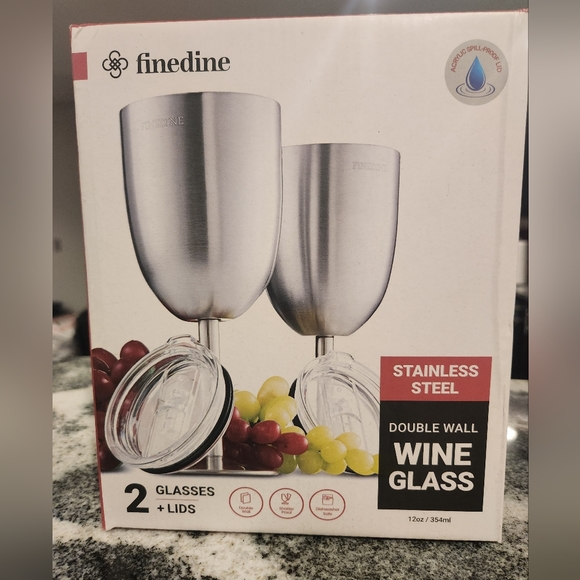 finedine Kitchen New Stainless Steel Wine Glasses W Lids Poshmark